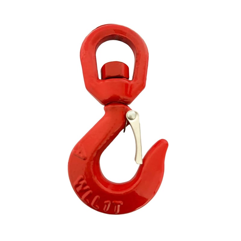 HENBOW 1 Ton Swivel Lifting Hooks,G80 Safety Tow Chain Hooks with Latch,2200Lbs Safety Load Limit,Heavy Duty Alloy Steel Round Rotating Sling Towing Log Hook for Lifting and Towing - Image 1